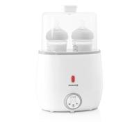 Miniland - Warmy Twin Calienta Biberones y Esterilizador, Calentador Rápido de Alimentos para Bebés 2-en-1, Calentador con Pantalla Digital Control Preciso Temperatura para Leche Materna (Blanco)