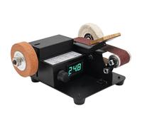 Minilijadora de banda de 350 W con 10 bandas de lijado, lijadora eléctrica de 10.000 rpm, control continuo, pantalla LCD, lijadora de disco de pie, para metal, aluminio, madera y plástico