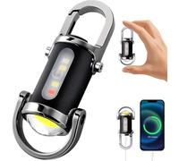 Minilinterna Llavero, 800LM Superhell LED, resistente al agua y recargable, 7 niveles de brillo, señal de SOS, Powerbank portátil para el hogar, trabajo, viajes, acampada [Clase de Energía