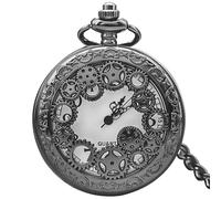 MINILUJIA Reloj de bolsillo personalizado para hombre con cadena, reloj de bolsillo para mujer, exquisito grabado en la parte trasera, reloj de cuarzo esqueleto vintage + caja de regalo, Color 1