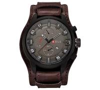 MINILUJIA Reloj de pulsera con esfera redonda y esfera grande para hombre, estilo vintage, retro, steampunk, rock, correa de piel, brazalete de moda, deportivo, cuarzo, calendario, reloj de pulsera,