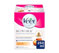 Veet Tarro Cera Depilatoria con Aceite de Argán para Todo Tipo de Pieles - Cuerpo y Rostro - 250 ml con Bandas de Tela Reutilizables