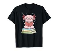Minimal Axolotl Reading Books Cozy Bookworm Camiseta