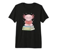 Minimal Axolotl Reading Books Cozy Bookworm Camiseta Premium