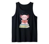 Minimal Axolotl Reading Books Cozy Bookworm Camiseta sin Mangas