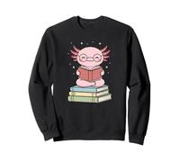 Minimal Axolotl Reading Books Cozy Bookworm Sudadera