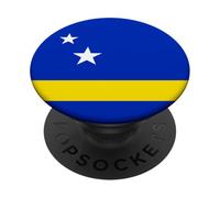 Minimal Curacao Flag Inspired Stars and Stripe Art PopSockets PopGrip Adhesivo
