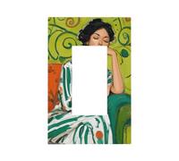 Minimal Woman Sleeping Olive Green Light Switch Wall Plate Faceplate Cover Single Rocker 1 Gang Decorator Outlet Receptacle Covers for Home Kitchen Room Bathroom Decor