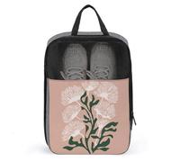 Minimalism Botanical White Flowers on Pale Pink Shoe Bag for Travel Daily Use Anti-Dust Storage Carrier Golf Shoe Pouch