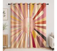 Minimalismo Arte GeometríA Cortina con Ojales para Sala de Estar y Dormitorios 140An x 175Al cm (2 Paneles), Amarillo Aislantes Cortinas Opacas para NiñOs,PoliéSter Cortinas Privacidad