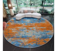 Minimalismo Moderno Bloques De Color Textura De Tela Alfombra Redonda 120 Cm Color Naranja Lavable A Máquina Alfombra Antideslizante para Dormitorio Sala De Estar Cocina Decoración del Hogar