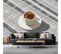 Minimalismo Papel Pintado Mural de Pared 300 x 210 cm Decoración Moderna, Cuadros Retro Taza De Café Diseño de Pared para Salón Dormitorio Oficina Pasillo Póster