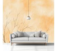 Minimalismo Ramas Papeles Pintados de Pared 400 x 280 cm Fotomurales, Amarillo Tejido No Tejido Papel Tapiz Fotográfico, Para Salón Dormitorio Oficina Hotel Decorativos Murales
