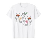 Minimalist Abstract: Women Faces and Bird Abstract Line Art Camiseta