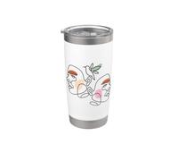 Minimalist Abstract: Women Faces and Bird Abstract Line Art Vaso térmico de acero inoxidable de doble pared