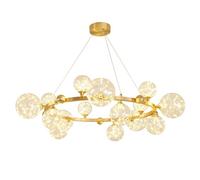 Minimalist All Copper Chandelier, Amber Glass Globe Celling Light, Golden Chandeliers Forliving Room Bedroom Foyer Restaurant
