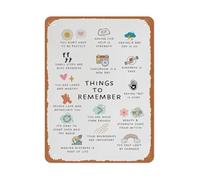Minimalist Boho Metal Sign Things To Remember Reminders Wall-Art for Wellness Office or Study 8 X 12 in