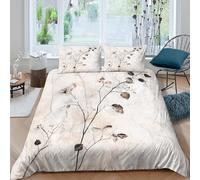 Minimalist Botanical Art Funda Edredon Juego de Ropa de Cama de 3 Piezas Impresión 3D Cierre de Minimalist botánico Arte Funda de Edredón Funda de Almohada a Juego Suave for Adolescentes （140x200cm）