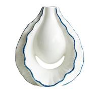 Minimalist Ceramic Oyster Shell Vase | White Aesthetic Flower Vase | Contemporary Modern Centerpiece for Table | Perfect for Living Room, Bedroom, or Bookshelf Decoration