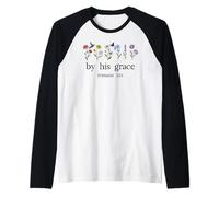 Minimalist Christian by His Grace Romans 3:24 Bible Verse Camiseta Manga Raglan