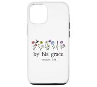 Minimalist Christian by His Grace Romans 3:24 Bible Verse Carcasa para iPhone 12/12 Pro