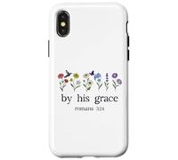 Minimalist Christian by His Grace Romans 3:24 Bible Verse Carcasa para iPhone X/XS