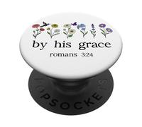 Minimalist Christian by His Grace Romans 3:24 Bible Verse PopSockets PopGrip Adhesivo