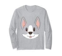 Minimalist Corgi Face Puppy, Dog Portrait Manga Larga