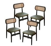 Minimalist Dining Chairs with Backrest and Sturdy Solid Wood Legs & Upholstered PU Leather, for Dining Room Living Room Bedroom Studio(Green,4PCS)