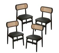Minimalist Dining Chairs with Backrest and Sturdy Solid Wood Legs & Upholstered PU Leather, for Dining Room Living Room Bedroom Studio(Black,4PCS)