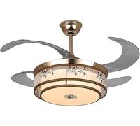 Minimalist Fan Pendant Light Gold Plum Ceiling Light Fixture Foyer Chandelier Exquisite Elegant Suspension Height Round Hang Lamp Remote Control Compatible with Living Room, Bedroom,Pendant CE