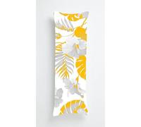Minimalist Floral Body Pillow Case Cover 35x100cm, Long Backrest Cushion Pillow Protector with Zipper, Decorative Bedding Pillowcase, Soft Body Pillow Cover for Couch Bedroom Gray Yellow