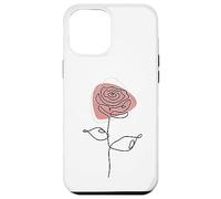 Minimalist Floral Rose Flower Line Art in Pink and White Carcasa para iPhone 12 Pro MAX