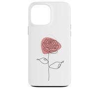 Minimalist Floral Rose Flower Line Art in Pink and White Carcasa para iPhone 13 Pro MAX