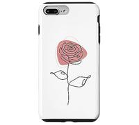 Minimalist Floral Rose Flower Line Art in Pink and White Carcasa para iPhone 7 Plus/8 Plus