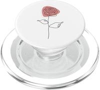 Minimalist Floral Rose Flower Line Art in Pink and White PopSockets PopGrip para MagSafe