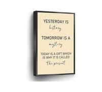 Minimalist Inspirational Canvas Print Today Is A Gift Quote Wall Art Poster For Home And School Decor(Framed,08x12inch(20x30cm))