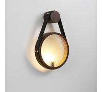 Minimalist Leather Belt Wall Lamp. The Glass is Patterned. Ideal As A Bedside Lamp in The Bedroom,Wall Or As A Decorative Wall Light for The Vintage-Style Entryway and Hallway.(Dark)