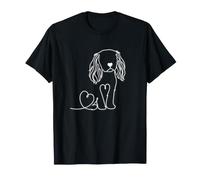 Minimalist Line Art Heart Cavalier King Charles Spaniel Dog Camiseta