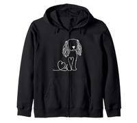 Minimalist Line Art Heart Cavalier King Charles Spaniel Dog Sudadera con Capucha