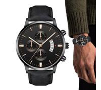 Minimalist Men's Watch, Casual Sport Wrist Watch, 9.25 Inches Waterproof Timepiece with Adjustable Leather Band, Classic Everyday Wristwatch for Work, Travel, Dating and Business Use