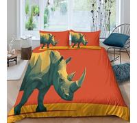 Minimalist Rhino Artwork for World Rhino Day Funda Nórdica Juego De Cama Funda De Edredón Microfibra Impresión 3D Funda De Almohada para Niñas Y Niños Double（200x200cm）