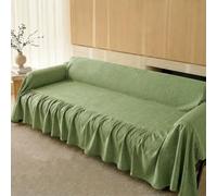 Minimalist Solid Colour Sofa Cover, Elegant Hem Chenille Sofa Slipcovers | Universal Living Room Furniture Protector, Super Soft Couch Cover, Fits Sofa Chair Couch(Green,180x460cm)