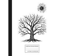 Minimalist Tree of Life Notebook - Black & White Nature Journal - College Ruled Composition Book for School, Work or Meditation - 7.5 x 9.25 in, 110 pgs - Daily Writing Journal