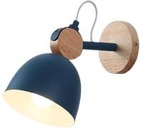 Minimalist Wall Lamp Wooden Base Indoor E27 Light Lighting Decorative for Hallway Aisle Bedside Study Room(Dark Blue)