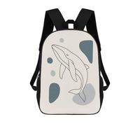 Minimalist Whale Line Art with Shapes Mochilas Impresas En 3D 17inch Mochila Escolar Infantil Para Exteriores, Mochila Informal De Día, Bolsas De Viaje Informales Para Estudiantes De Secundaria