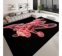 Minimalista 140 x 200 cm alfombra de dormitorio suave moqueta, militar, geométrica, rojo, avión para juegos, lavable, antideslizante, alfombra de salón, moqueta para sala de estar, habitación infantil