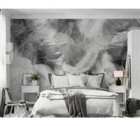 Minimalista Abstracto Plumas Blancas Y Negras Creativo 3D Papel Pintado Pared Fácil Instalación Oficina Sala Estar Sofá Dormitorio TV Fondos Decoración-430cm×300cm