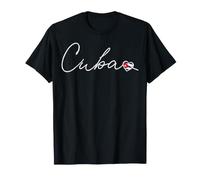 Minimalista Cuba Cursiva Bandera Cubana Corazón Camiseta