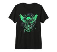 Minimalista Cyberpunk Fantasía Águila Arcano Verde Arte Japonés Camiseta Premium